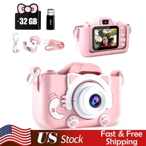 Kids Mini Digital Camera Toy With Video Cartoon - 32GB SD Card