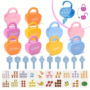 10 Set Apple Locks Keys Counting Homeschool Math Toy